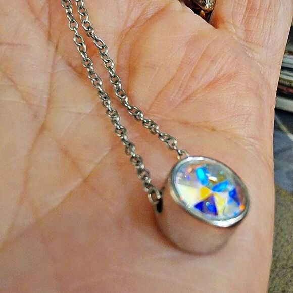 Touchstone Crystal Aurore Boreale Ice Necklace 1239N Silver Rhodium Plated - Picture 4 of 5